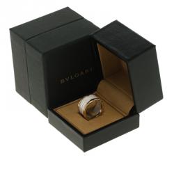 Bvlgari B.Zero1 4-Band White Ceramic Rose Gold Ring Size 55
