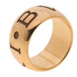 Pre Owned Bvlgari Monologo 18k Rose Gold Band Ring Size 52