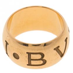 Pre Owned Bvlgari Monologo 18k Rose Gold Band Ring Size 52