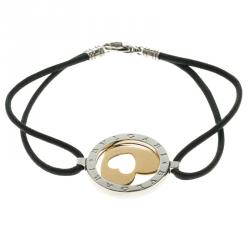 Pre Owned Bvlgari Tondo Cuore 18k Yellow Gold and Steel Bracelet 19cm