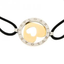 Pre Owned Bvlgari Tondo Cuore 18k Yellow Gold and Steel Bracelet 19cm