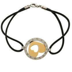 Pre Owned Bvlgari Tondo Cuore 18k Yellow Gold and Steel Bracelet 19cm