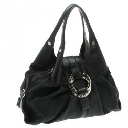 Pre Owned Bvlgari Black Fabric and Leather Chandra Hobo