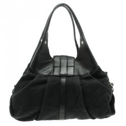 Pre Owned Bvlgari Black Fabric and Leather Chandra Hobo