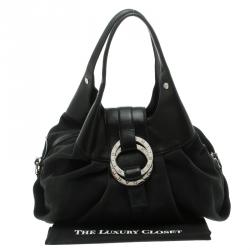Pre Owned Bvlgari Black Fabric and Leather Chandra Hobo