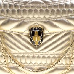 مملوكة مسبقًا Bvlgari Gold Quilted Scaglie Leather Medium Serpenti Forever Shoulder Bag