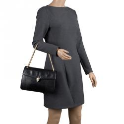 Bvlgari Black Lizard Skin Serpenti Forever Shoulder Bag