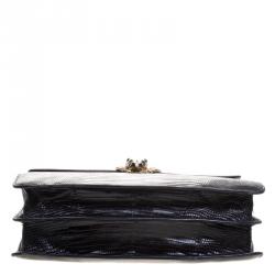 Bvlgari Black Lizard Skin Serpenti Forever Shoulder Bag
