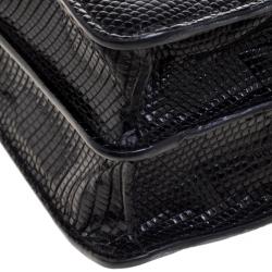 Bvlgari Black Lizard Skin Serpenti Forever Shoulder Bag