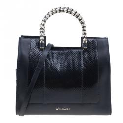 Bvlgari Black Python Medium Serpenti Tote Bag