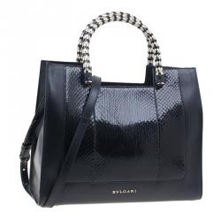 Bvlgari Black Python Medium Serpenti Tote Bag