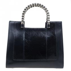 Bvlgari Black Python Medium Serpenti Tote Bag