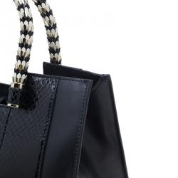 Bvlgari Black Python Medium Serpenti Tote Bag