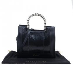 Bvlgari Black Python Medium Serpenti Tote Bag