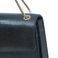 Bvlgari Metallic Lizard Skin Medium Serpenti Flap Shoulder Bag