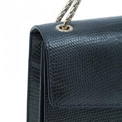 Bvlgari Metallic Lizard Skin Medium Serpenti Flap Shoulder Bag