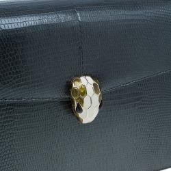 Bvlgari Metallic Lizard Skin Medium Serpenti Flap Shoulder Bag