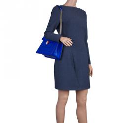 Pre Owned Bvlgari Blue Leather Serpenti Top Handle Flap Bag