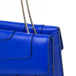 Pre Owned Bvlgari Blue Leather Serpenti Top Handle Flap Bag