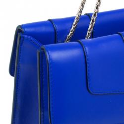 Pre Owned Bvlgari Blue Leather Serpenti Top Handle Flap Bag