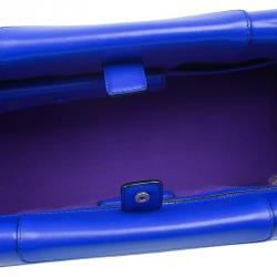 Pre Owned Bvlgari Blue Leather Serpenti Top Handle Flap Bag