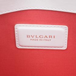 مملوكة مسبقًا حقيبة بلغاري جلد أبيض واسود متوسطة بقلاب