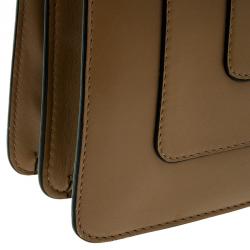 Pre Owned Bvlgari Light Brown Leather Medium Serpenti Flap Shoulder Bag