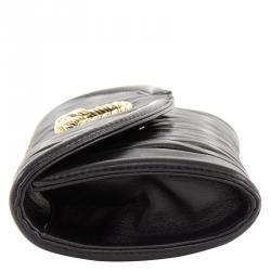 Pre Owned Bvlgari Black Pleated Leather Leoni Clutch