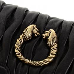 Pre Owned Bvlgari Black Pleated Leather Leoni Clutch