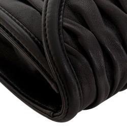Pre Owned Bvlgari Black Pleated Leather Leoni Clutch