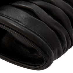 Pre Owned Bvlgari Black Pleated Leather Leoni Clutch