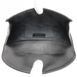 Pre Owned Bvlgari Black Pleated Leather Leoni Clutch