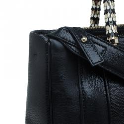 Pre Owned Bvlgari Black Snakeskin and Leather Medium Serpenti Tote