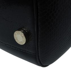 Pre Owned Bvlgari Black Snakeskin and Leather Medium Serpenti Tote