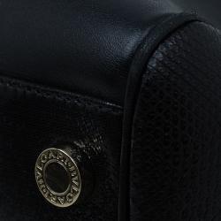 Pre Owned Bvlgari Black Snakeskin and Leather Medium Serpenti Tote