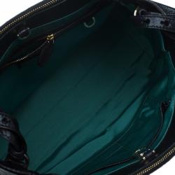 Pre Owned Bvlgari Black Snakeskin and Leather Medium Serpenti Tote