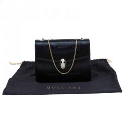 Bvlgari Black Leather Medium Serpenti Shoulder Bag