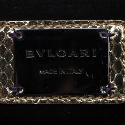 Pre Owned Bvlgari Grey/Gold Leather and Snakeskin Serpenti Scaglie Satchel