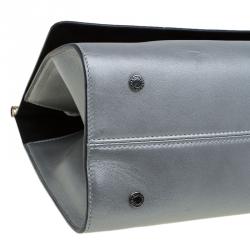 Pre Owned Bvlgari Grey/Gold Leather and Snakeskin Serpenti Scaglie Satchel