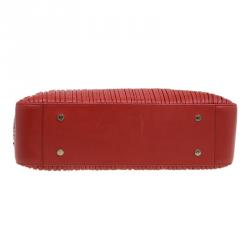 Pre Owned Bvlgari Red Nappa Leather Monte Plisse Shopping Tote