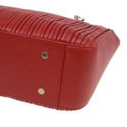 Pre Owned Bvlgari Red Nappa Leather Monte Plisse Shopping Tote