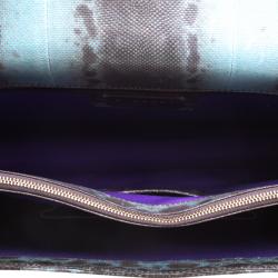 Pre Owned حقيبة كتف بلغاري فوريفر سيربينتي كبيرة جلد ثعبان تركواز/ بنية