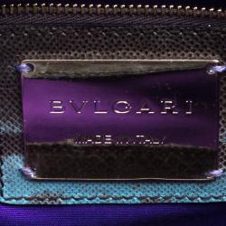 Pre Owned حقيبة كتف بلغاري فوريفر سيربينتي كبيرة جلد ثعبان تركواز/ بنية