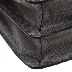 Pre Owned حقيبة كتف بلغار ي فوريفر سيربينتي كبيرة جلد ثعبان تركواز/ بنية