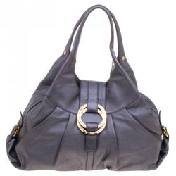 Bvlgari Metallic Grey Leather Chandra Hobo