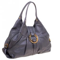 Bvlgari Metallic Grey Leather Chandra Hobo