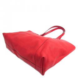 Bvlgari Red Pebbled Leather Shopping Tote