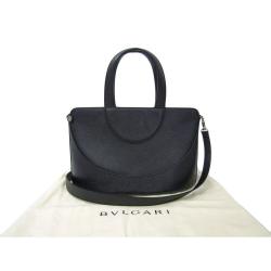 Bvlgari Black Leather Shopper Tote