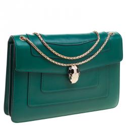 Bvlgari Green Leather Medium Serpenti Forever Shoulder Bag