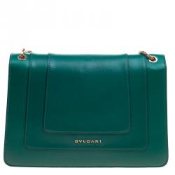 Bvlgari Green Leather Medium Serpenti Forever Shoulder Bag